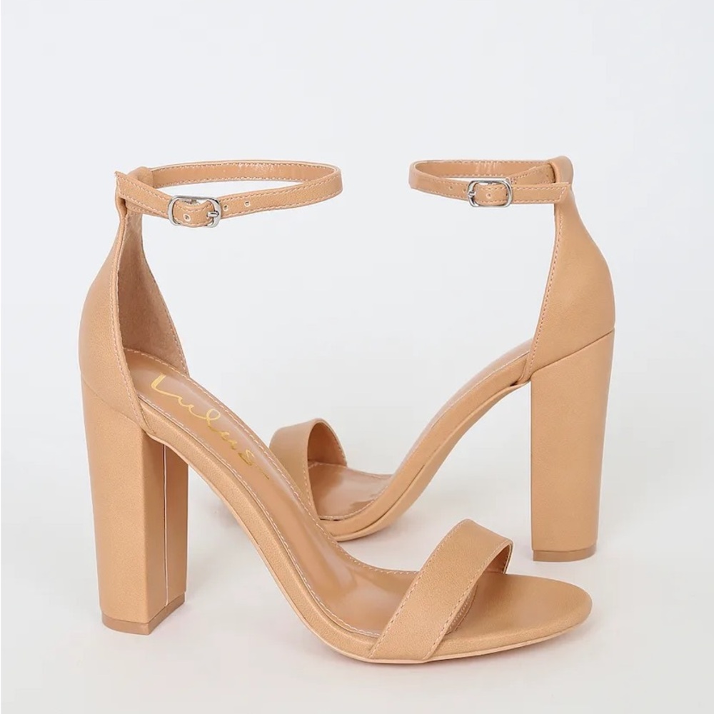 Lulu's Elegant Tan Block Heels